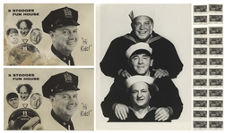 Large Lot of 119 Promotional Photos of Moe Howard & The Three Stooges -- Most Measure 4'' x 5'' With Either Curly or Shemp, Though Besser & Curly Joe Are Included in Some -- Most Are Near Fine
